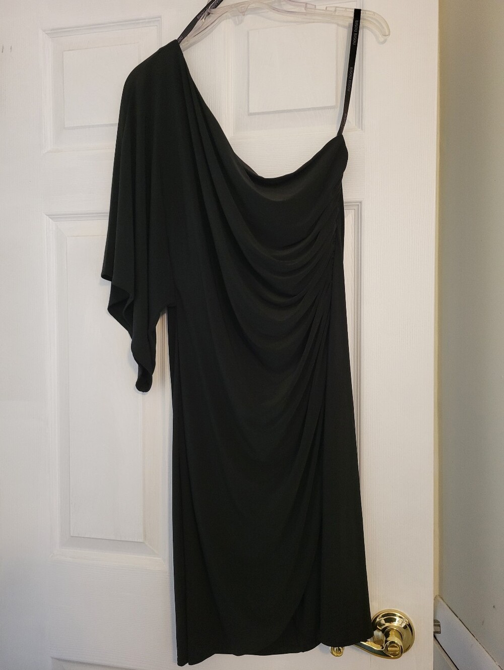 NWOT Bisou Bisou Black One-Shoulder Draped Cocktail Dress